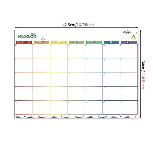 Planificador mensual de 42,530 cm, calendario de pizarra, planificador mensual para pared, tableros de planificación de borrado en seco