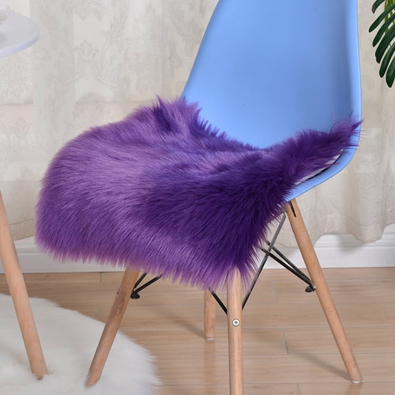 FUDAKUNA 16" x 16" Shaggy Purple Seating Cushions, Soft Fluffy Chair Cushion, Washable