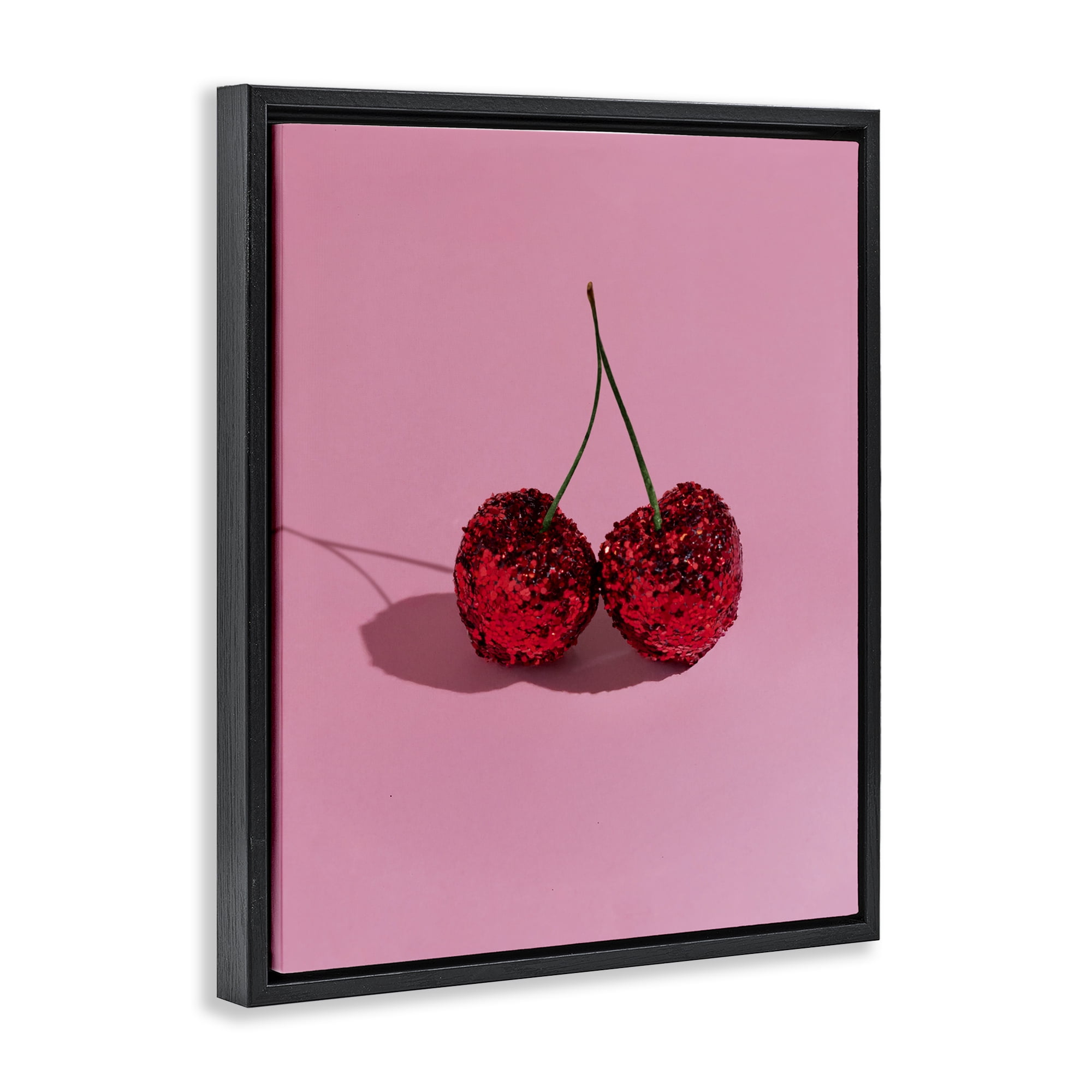 Stupell Industries Glitter Encrusted Cherries Black Framed Floater Canvas Wall Art, design by LISH Creative