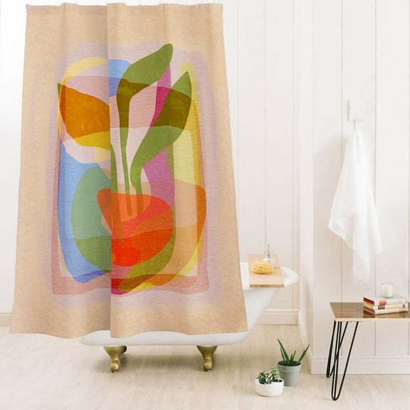Society6 Sewzinski Mid Century Houseplant Shower Curtain 71" x 74"