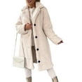 thumbnail image 2 of Women'S Casual Long-Sleeved Lapel Button Coat Autumn and Winter Plush Coat Long Coat Apricot S, 2 of 9