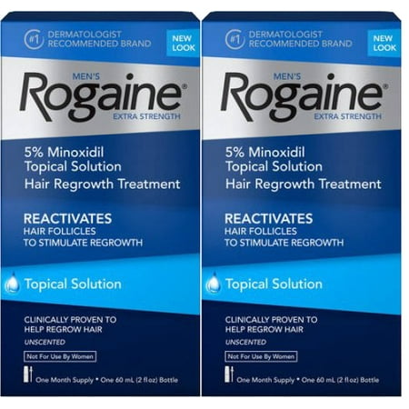 (2 Pack) Men's Rogaine Extra Strength 5% Minoxidil Solution, 1-Month