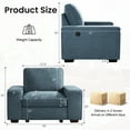thumbnail image 3 of INGALIK 45" Oversized Accent Chair with Seat Storage, Modern Chenille Wide Armchair & Single Sofa Chair for Living Room, Office, Side Pockets, USB Port, Removable Cover (Blue), 3 of 9