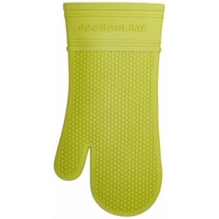 Rachael Ray Silicone Kitchen Oven Mitt with Quilted Cotton Liner, Green