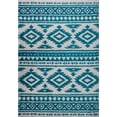 thumbnail image 1 of Ladole Rugs Stylish Contemporary Trellis Smooth Area Rug Carpet in Turquoise-Ivory, 1 of 4