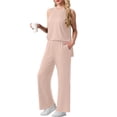 thumbnail image 3 of MINTREUS Lounge Sets for Women Knit Loose Tank Top Wide Leg Pants Soft Comfy Pajamas Set 2-Piece Outfits, 3 of 7