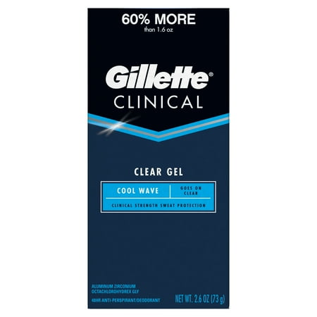 - Gillette Clinical Clear Gel Cool Wave Antiperspirant and Deodorant, 2.6 oz