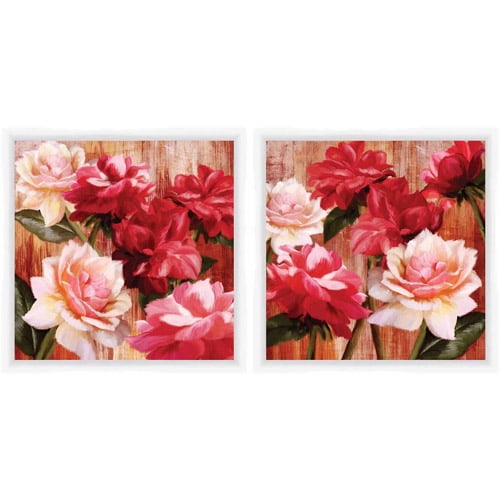 Pink Roses Floral Wall Art, Set of 2