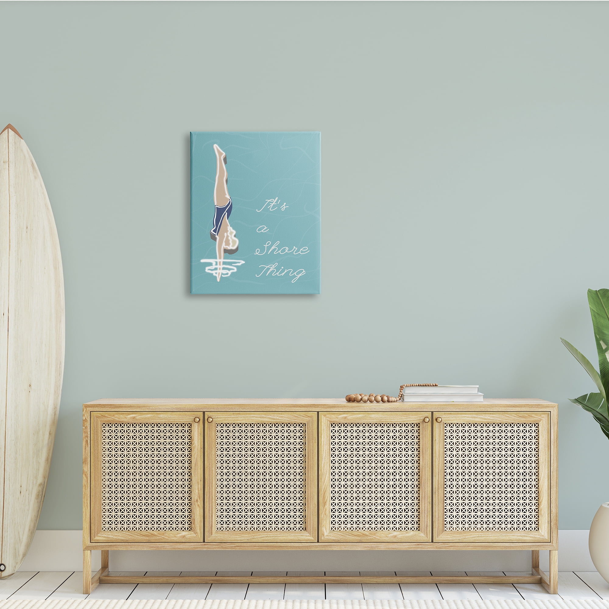 Stupell Indtries It’s a Shore Thing Swimming Pun Woman Diving,24 x 30,Design by Jen Bucheli