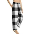 thumbnail image 3 of Cauagu White And Black Plaid Pajama Pants for Women Loose Fit Wide Leg Trouser Pants Casual Elastic Waist Drawstring Lounge Pants, 3 of 6