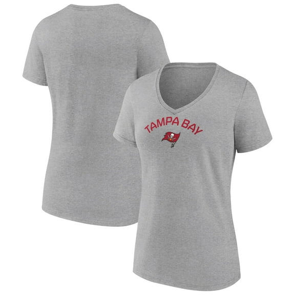 Women's Heather Gray Tampa Bay Buccaneers Team Arc V-Neck T-Shirt