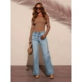 thumbnail image 6 of Women'S Wide Leg Jeans High Waisted Straight Leg Stretchy Denim Pants with Pockets Light Blue XL, 6 of 9