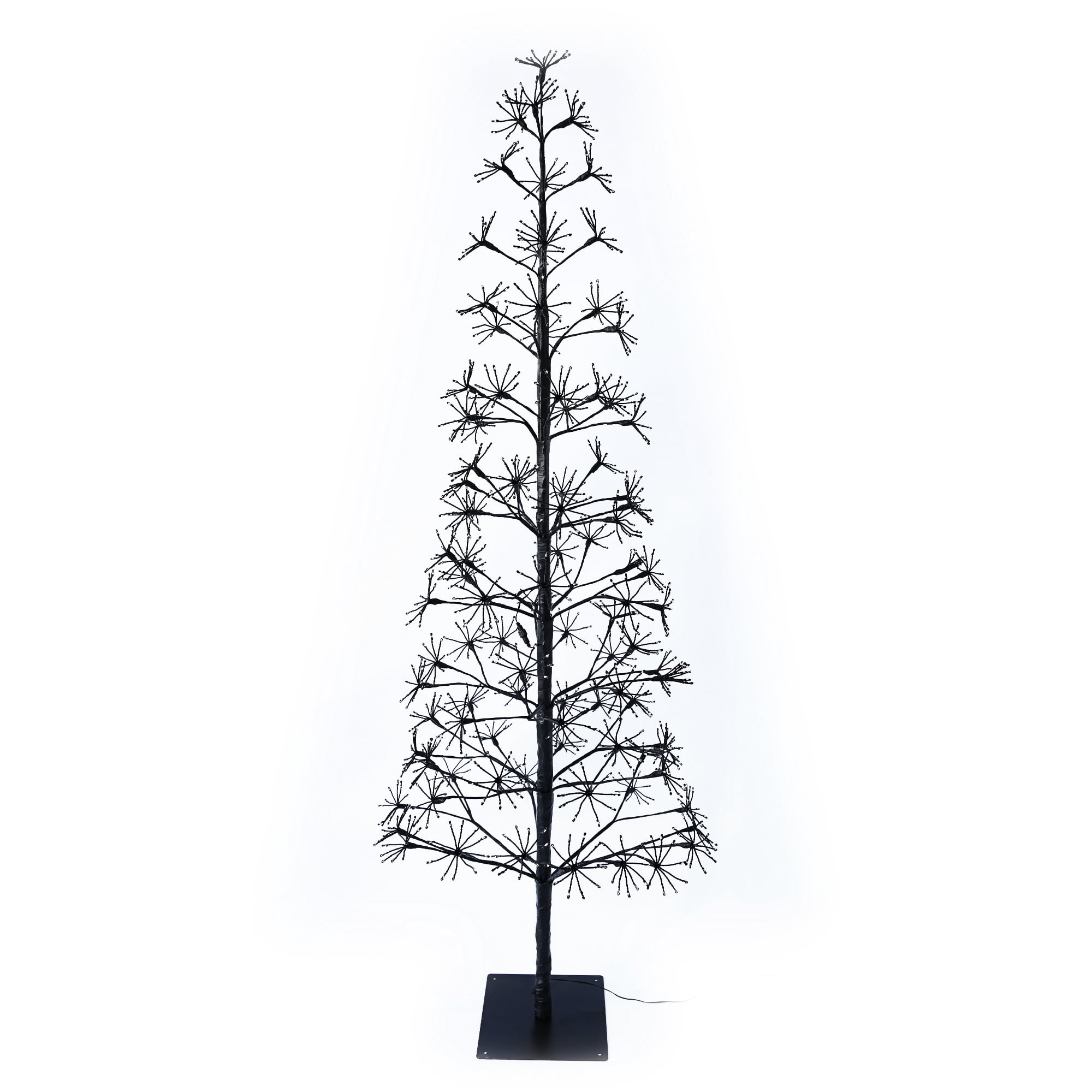 71 Inch Flower Twinkling Light Tree, 980Warm White LEDs, CUL Listed Adaptor 14.4W/24V, Indoor/Outdoor Lighted Decoration Tree with Metal Base – Holiday, Christmas & Home Décor (Black)