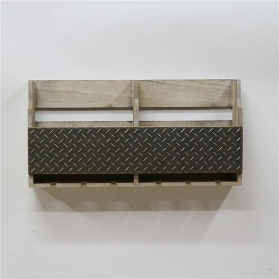 Jeco 24" Wall Mounted Wine Rack in Distressed Natural and Black