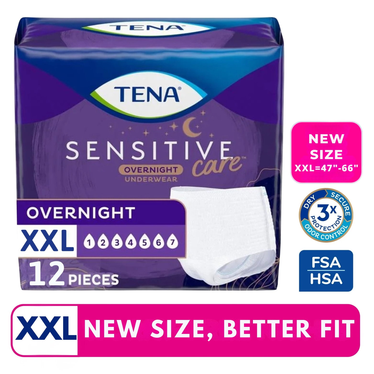 TENA ProSkin Unisex Adult Diapers, Maximum Absorbency, XL, 12