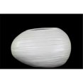 thumbnail image 1 of Urban Trends Collection 52708 Ceramic Short Irregular Vase with Combed Design Body & Tapered Bottom, White - Small, 1 of 1