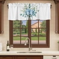thumbnail image 6 of Teal Spring Floral Curtain Valances for Windows, Kitchen Valance Window Treatments Panel 2 Pack, Watercolor Summer Flowers Rod Pocket Short Curtains for Bathroom Bedroom 42 x 12 Inch, 6 of 8