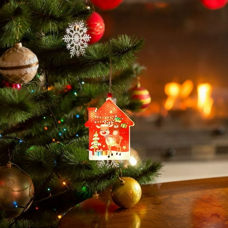 

Youmylove Christmas Tree Light-Emitting Pendant Led Santa Claus House Hotel Bar Decoration Santa Xmas Navidad Noel