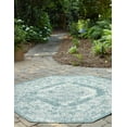thumbnail image 4 of Unique Loom Outdoor Traditional Collection Area Rug - Valeria (7' 10" Octagon Aqua/Ivory), 4 of 9
