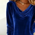thumbnail image 2 of MORTTIC Women's Elegant & Comfortable Solid Color Velvet Dress Cowl Neck Long Sleeve Midi Dress For Holiday Blue，XL, 2 of 4