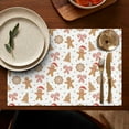 thumbnail image 4 of White Christmas Gingerbread Man Pattern Summer Placemats Table Placemats Set Of 6-Linen Kitchen Washable Placemats Table Mats 11.8"x17.7" Non-Slip Heat Resistant, 4 of 5