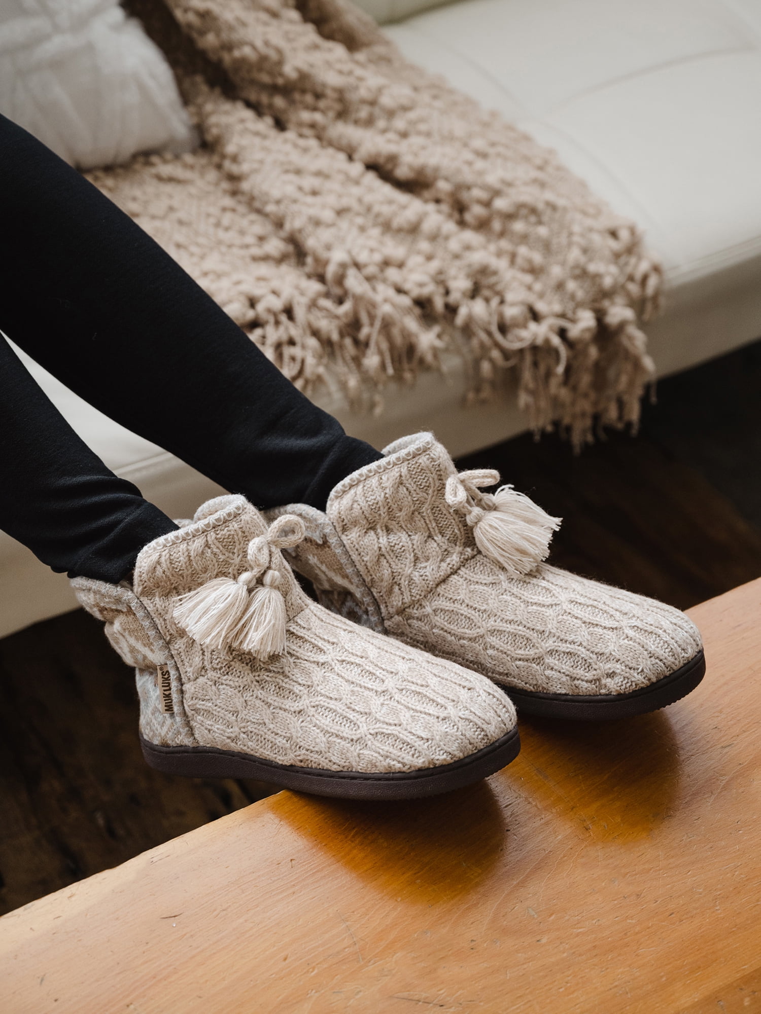 Muk Luks Women's Knit Back Bootie Slipper