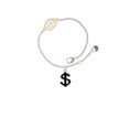 thumbnail image 2 of Delight Jewelry Silvertone Black Dollar Sign - Goldtone Leaf Delicate Bracelet, 6.25+1.75", 2 of 4