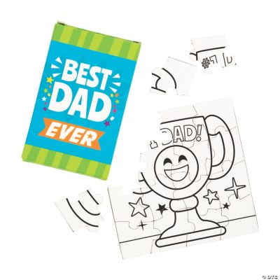 Color Your Own Father’s Day Puzzles with Gift Box - Craft Kits - 12 Pieces