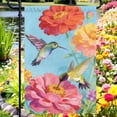 thumbnail image 3 of Spring Hummingbird Garden Flag, Watercolor Zinnia Floral Yard Flag, Large Double Sided Outdoor Decor for Patio Lawn, 28x40in, 3 of 6