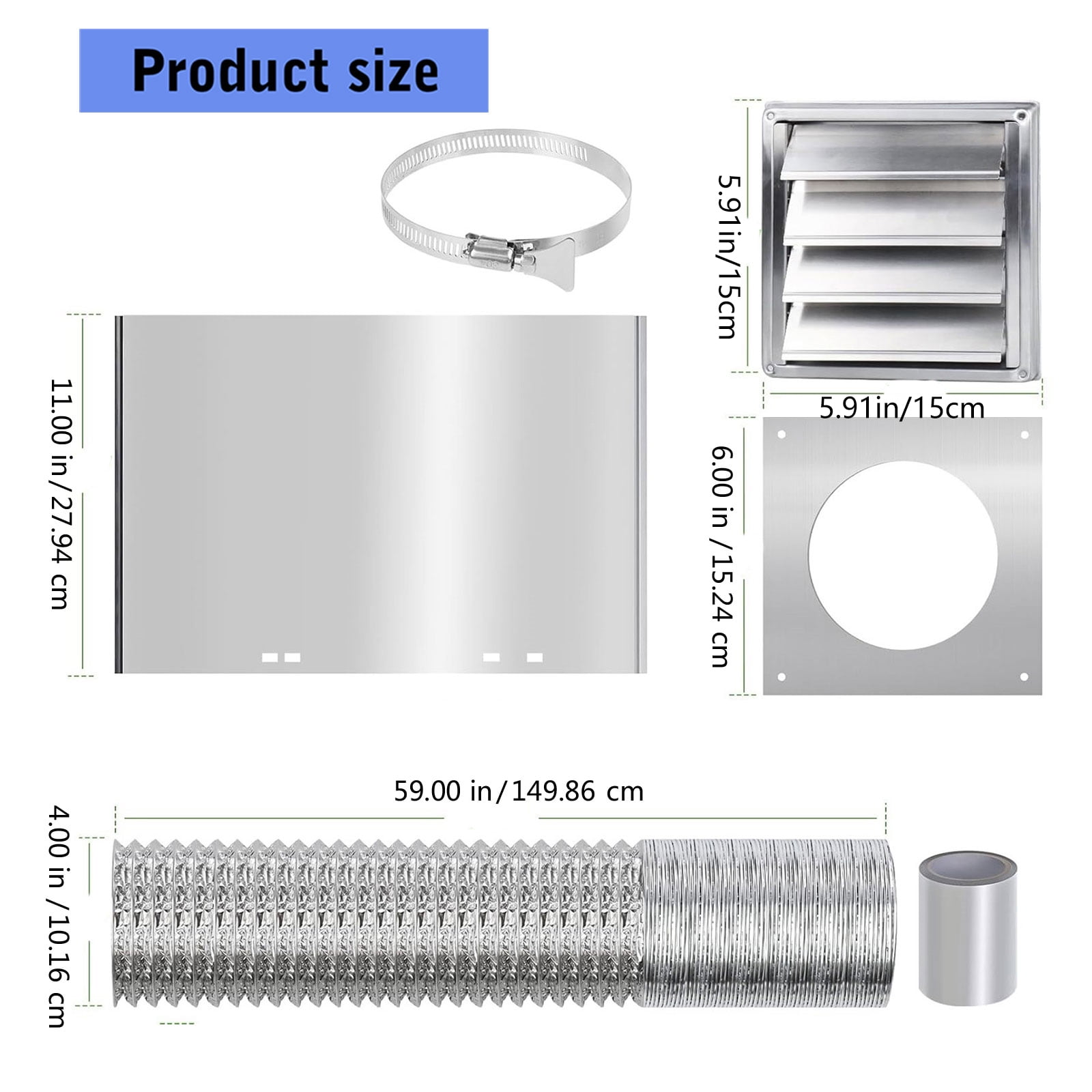 4Inch Dryer Vent Hose Connectors Wall Ducting Extracts Valves Duct Grills Cover Dryers Vent Wall Plate With Hoses