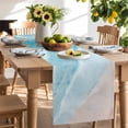 thumbnail image 2 of Table Runner 72 Inches Long for Kitchen Dining, Blue Coastal Wave Dresser Scarf Farmhouse, Dining Table Decorations for Wedding/Parties, Summer Modern Ocean Beach 18 x 72 In, 2 of 9