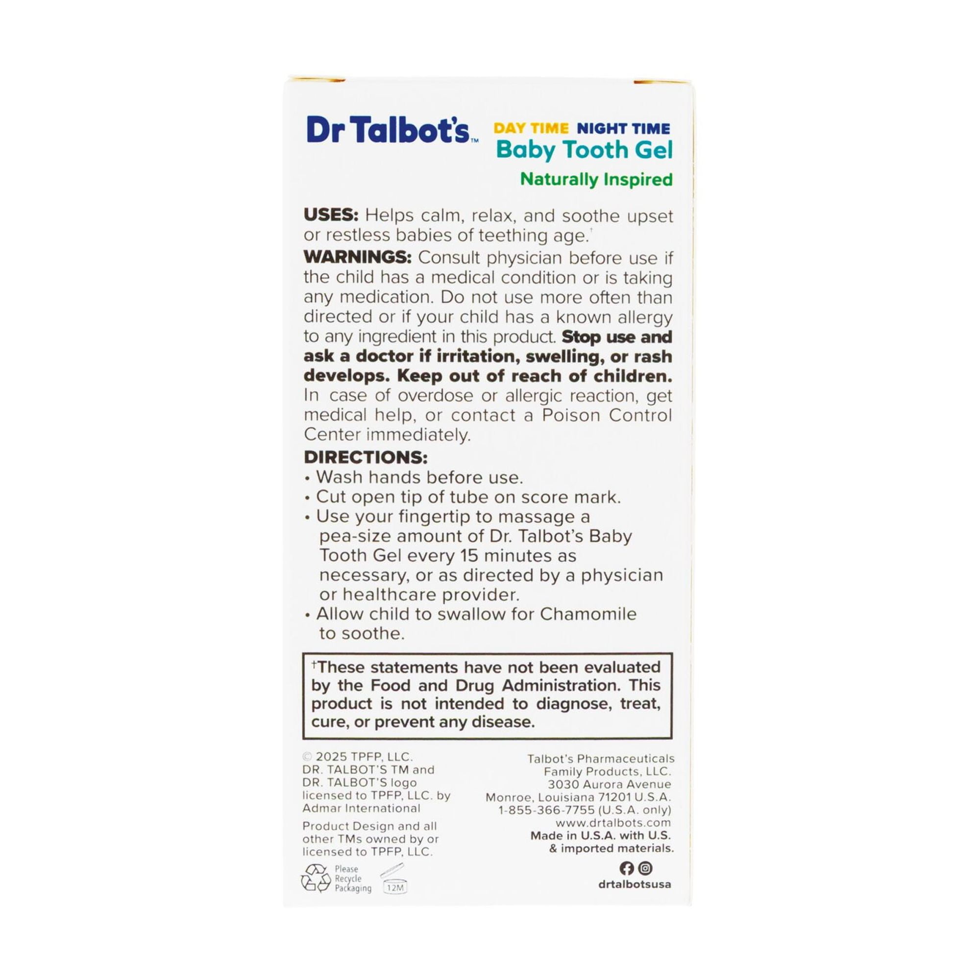 (2 pack) Dr. Talbot's Day & Night Baby Tooth Gel Combo Pack for Teething Babies
