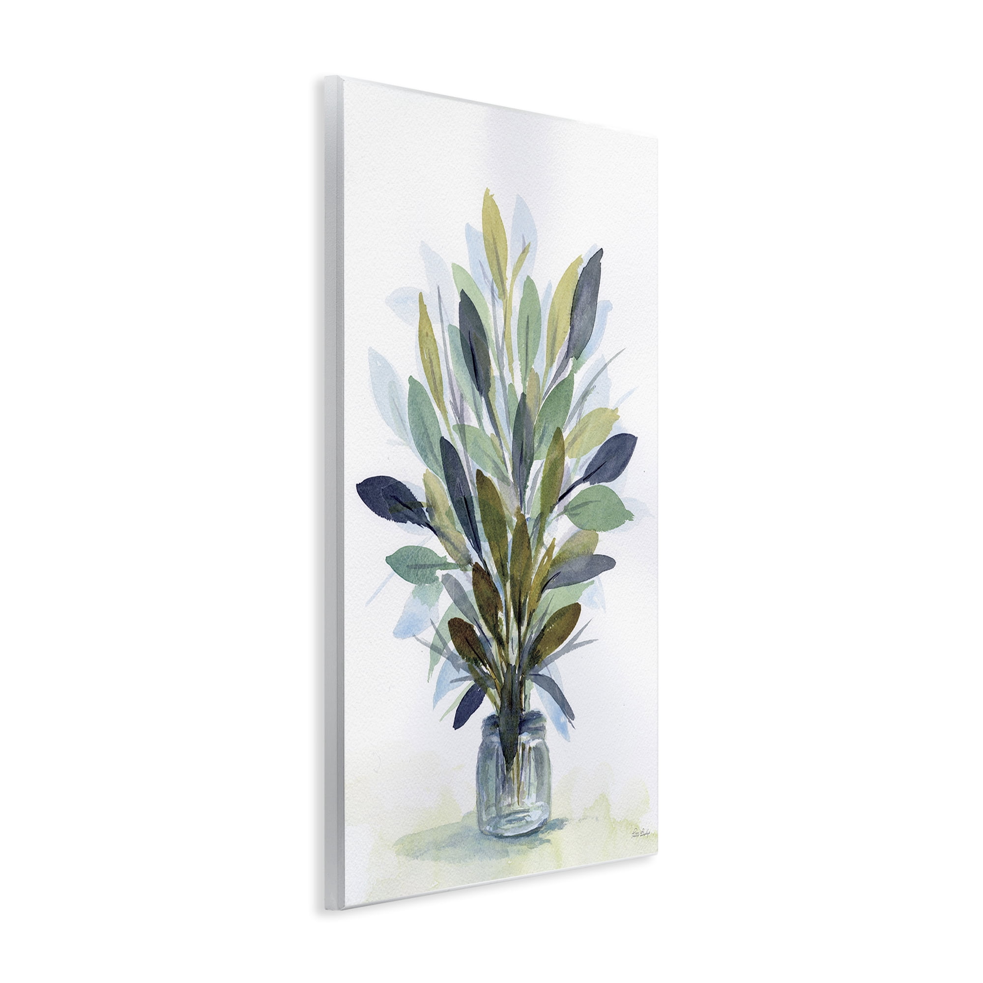 Stupell Industries Rustic Leaves Jar Botanical & Floral Painting Unframed Art Print Wall Art, 13 x 19