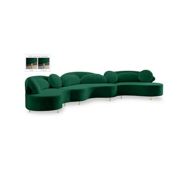 Meridian Furniture Vivacious Green Velvet 3pc. Sectional