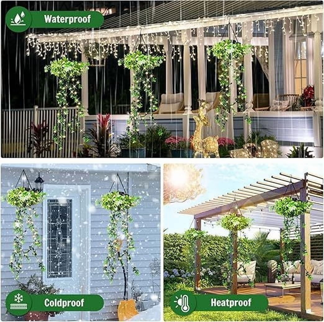 Solar Ivy Lights Outdoor - Waterproof Solar-Powered Fairy String Lights for Garden, Balcony, Patio & Event Decor, Easy Install & Energy Saving
