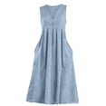 thumbnail image 4 of Afdoent Dresses For Women Linen Maxi Dresses For Casual V Neck Long Dress Sleeveless With Pockets Beach Travel Vacation Long Sundress Beach Vacation Clothes, 4 of 5