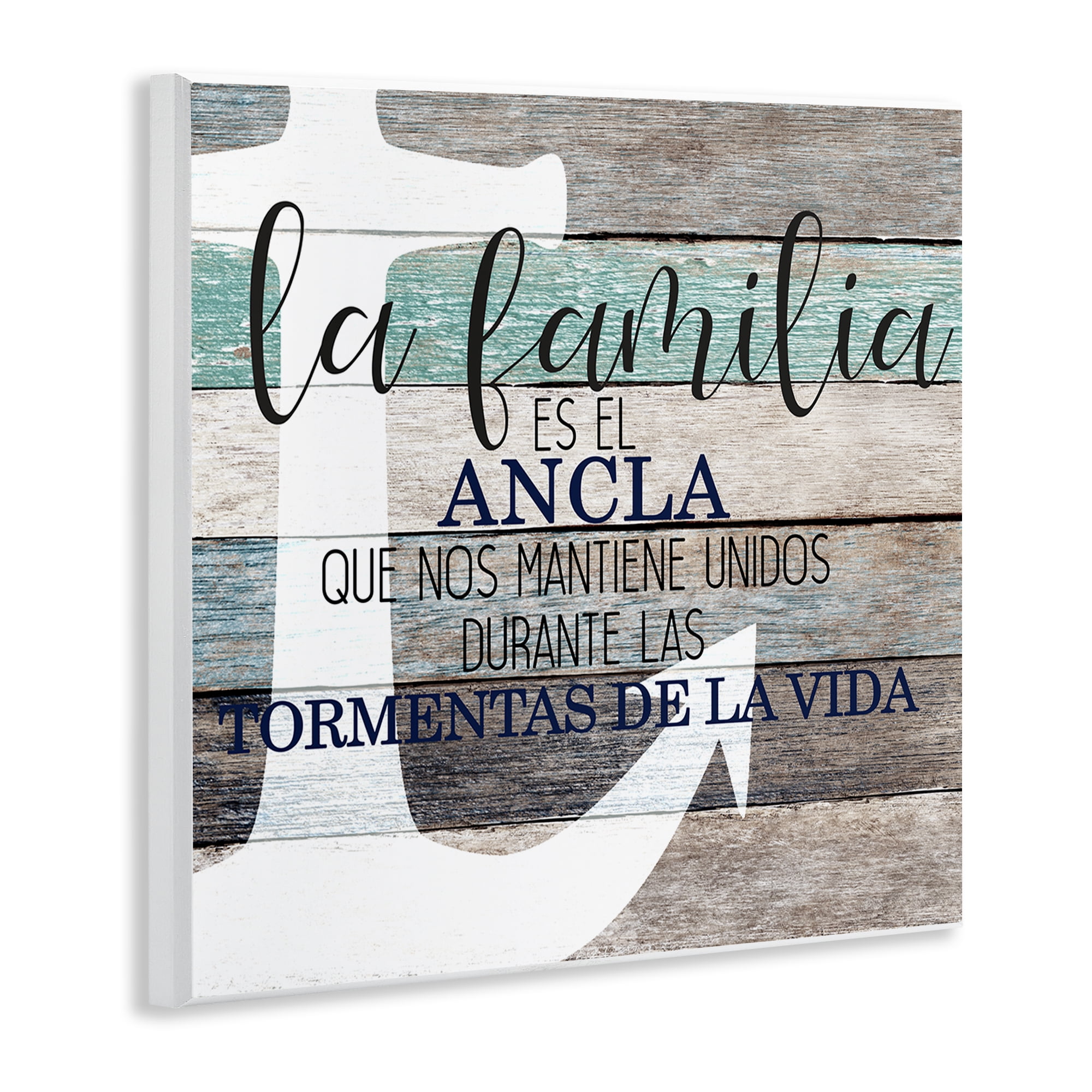 Stupell Industries Familia Nuestro Ancla Inspirational Quotes & Sayings Painting Unframed Art Print Wall Art, 12 x 12