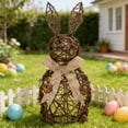 thumbnail image 5 of Easter Decorations Wicker Bunny Decor Large Rattan Bunny with Linen Bow Woven Outdoor Wicker Topiary Rabbit Decoration for Porch Table Spring Home Farmhouse Kitchen Easter Decor, 5 of 9