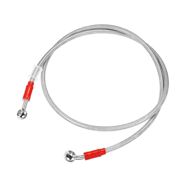 120cm 47.24 "10mm ID Motocicleta Línea de freno hidráulico Tubo de manguera de aceite 28 ° 0 ° Cable trenzado de acero inoxidable para ATV Motocross Sport Bikes Silver Tone