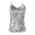 thumbnail image 4 of Stichou Sequin Tops for Women Sparkly Shiny Cami Tank Top V Neck Strappy Camisole Glitter Concert Outfits Party Night White M, 4 of 7