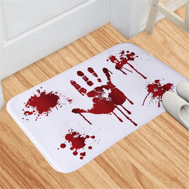 Alfombra de baño caliente Felpudo Estilo terrorífico Decoración de Halloween Pie de sangre Wmkox8yii HFSH5405
