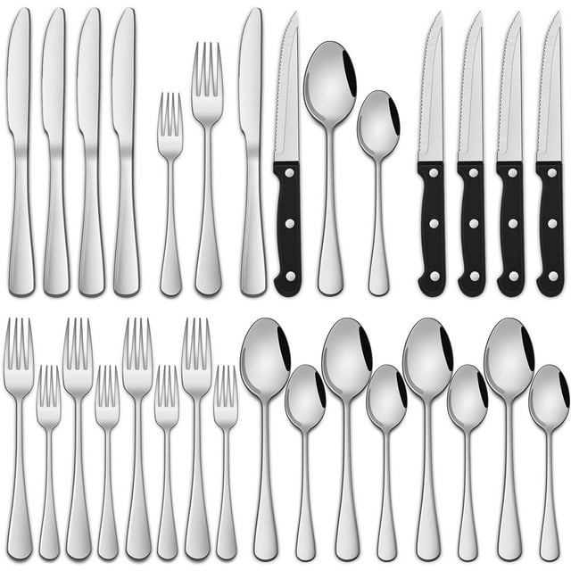 Cubiertos Acero Inoxidable Juego de 24 Piezas con Cuchillos para Filete Cubiertos para 4 Personas Uso Doméstico y Restaurante