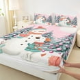 thumbnail image 3 of Manfei Pink Cute Snowman Full Size Sheets for Teen, Christmas Gifts Bed Sheets, Happy New Year Sheet Sets, Microfiber Bedroom Decor, 4 Pieces, 3 of 7
