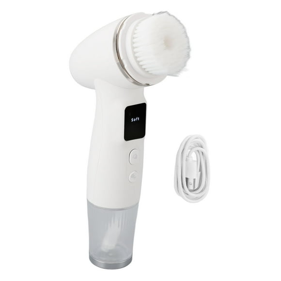 Cepillo de limpieza facial de mano IPX5, impermeable, automático, con espuma, eléctrico, exfoliante, masajeador, color blanco
