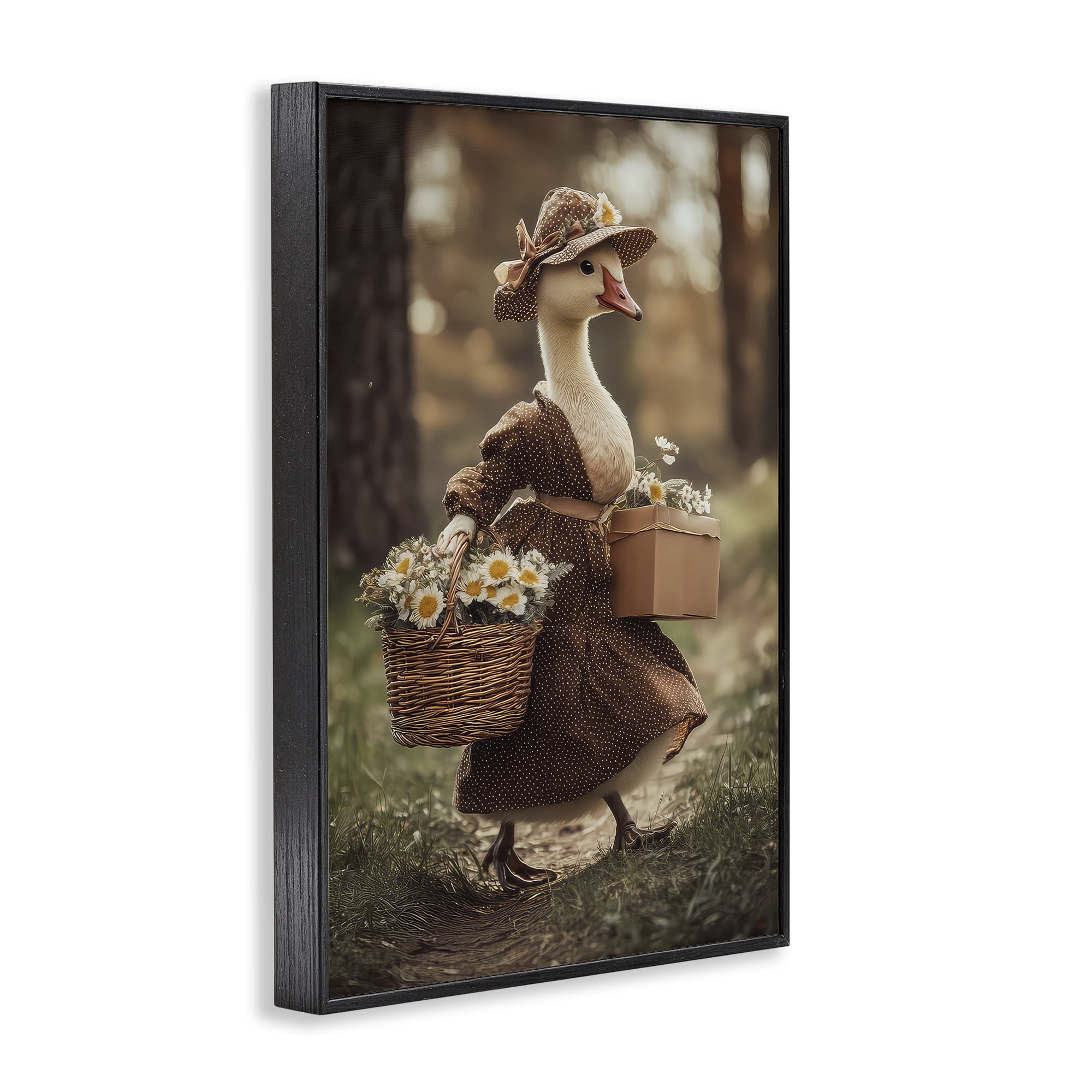 Stupell Industries Mother Goose with Flowers Black Framed Giclee Art, design by The Wands Want