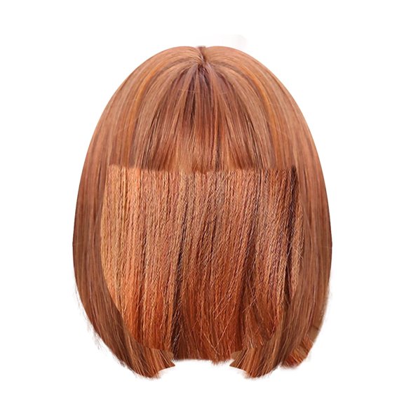 LHWEN Pure Desire Straight Hair Bobble Head Wig Full Head Set Short Hair for Women Natural Look Adjustable Cap Breathable Comfortable for Daily Wear Parties Halloween Fashion Shows