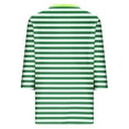 thumbnail image 4 of gbyLJF Womens Shirts 2024 Fall Trendy Stripes Print 3/4 Sleeve Blouses Loose Comfy Cotton V Neck Casual Tunic Tops A01_Green 4XL, 4 of 5