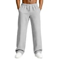 thumbnail image 3 of Havenx Wide Leg Sweatpants for Men Drawstring Elastic Waist Sweat Pants with Pockets Wide Leg Bottom Textured Baggy Casual Athletic Workout Lounge Track Pants,Light Gray XL, 3 of 6