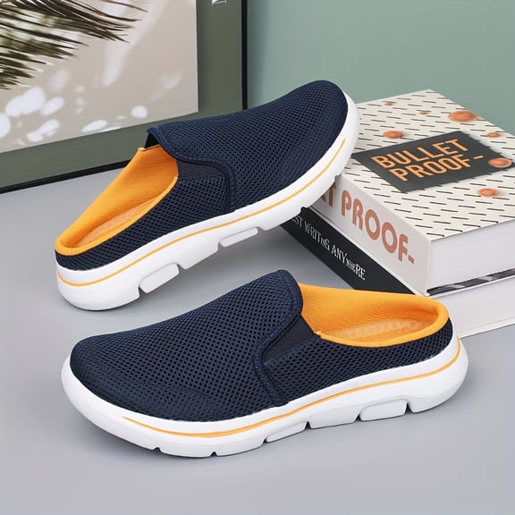 New Men'S Walking Shoes Casual Half-Slip Breathable Mesh