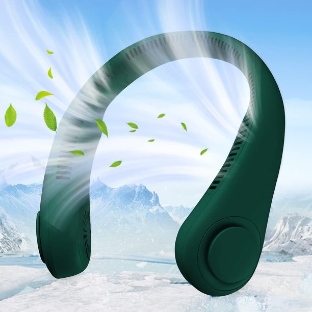 Ventilador doble para colgar en el cuello WEIHJMXG verde